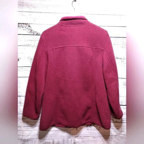 LL Bean Fleece Plush Cozy Chore Barn Coat Berry Pink size Large Petite Granola - Picture 6 of 7